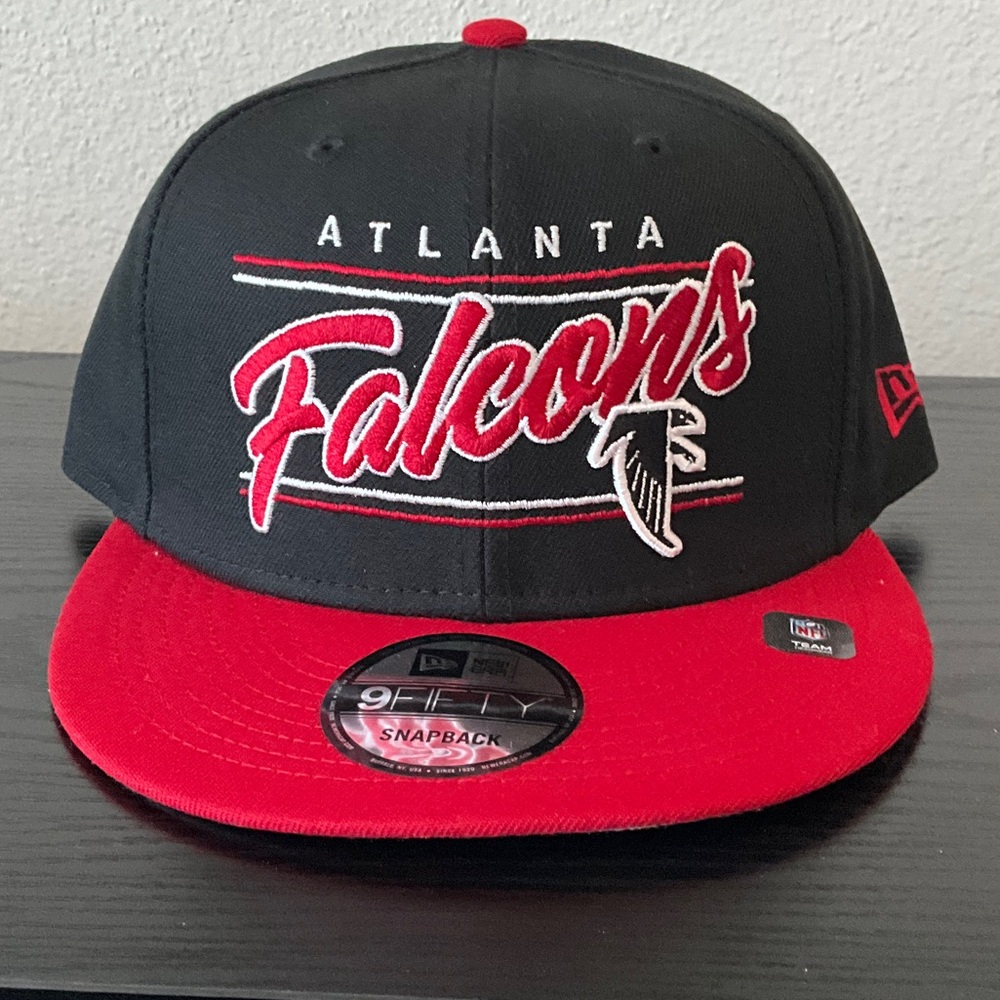 New Era Black & Red Atlanta Falcons Script Snapback Hat